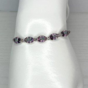 Genuine Color Shifting Mystic Topaz and .925 Sterling Silver Bracelet